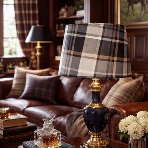 Designer Lampshade Plaid Tapered Drum |12x14x10 | Chroma Luxe "Elodie"